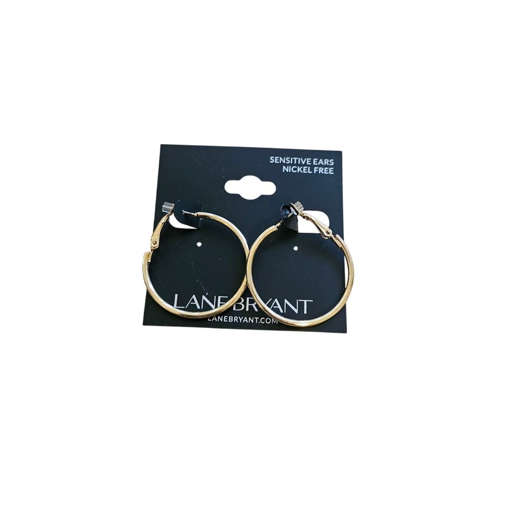Lane Bryant Gold Tone Large Hoop Earrings Nickel Free Sensitive Ears NWT